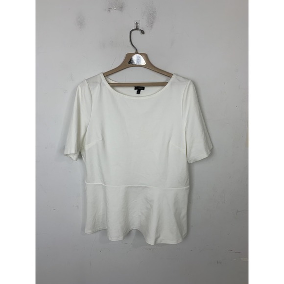 Talbots Tops - Talbots Womens Shirt Large White Base Layer Peplum Coastal Basic Capsule